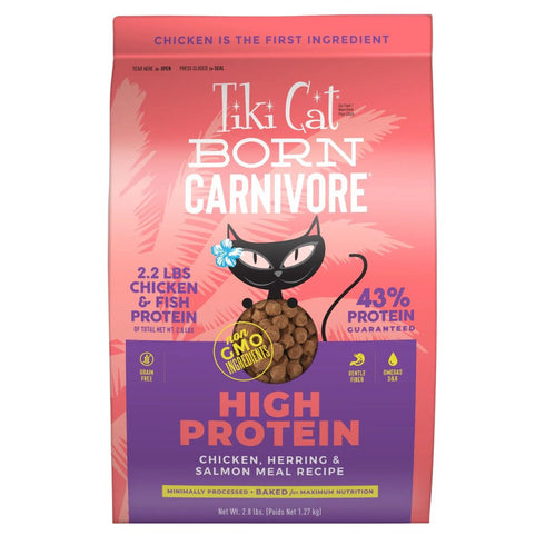 Tiki Cat Born Carnivore High Protein Chicken Herring & Salmon Dry Cat Food 2.8lb Poudre Pet & Feed Supply